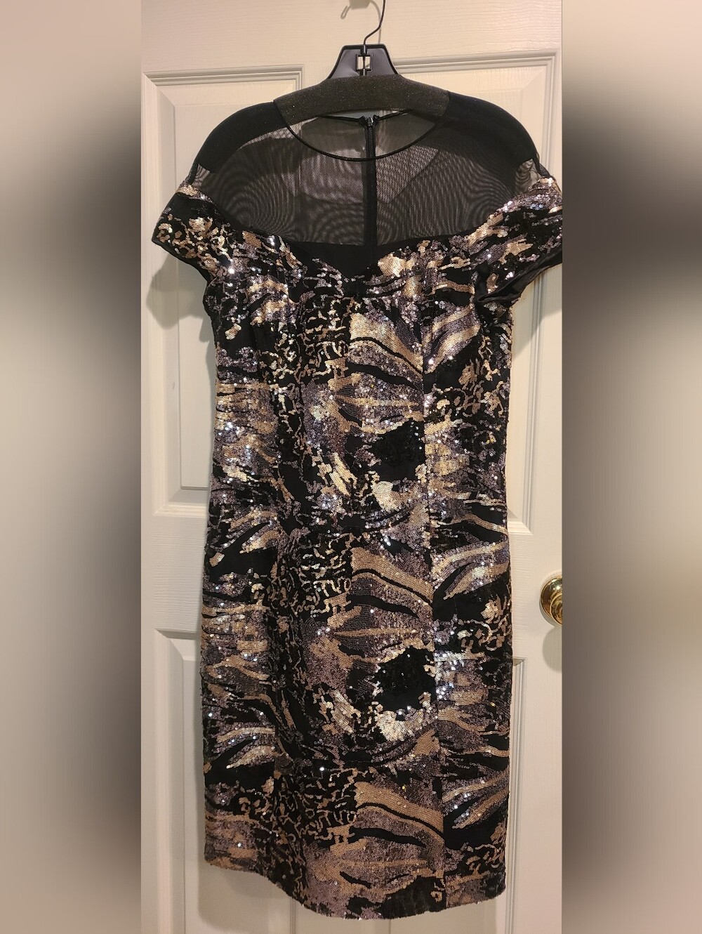 Rickie Freeman for Teri Jon Black and Silver Midi Dress